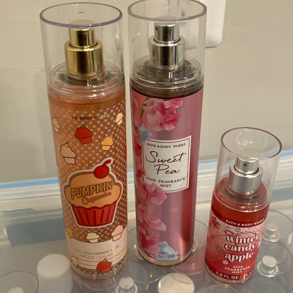 Bath & Body Works Bundle- Pumpkin Cupcake, Sweet Pea, and Winter Candy Apple
